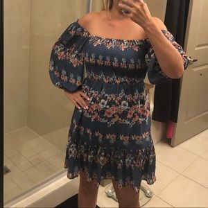 Blue off the shoulder dress